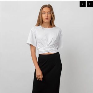 NWT cross front tie back white tee